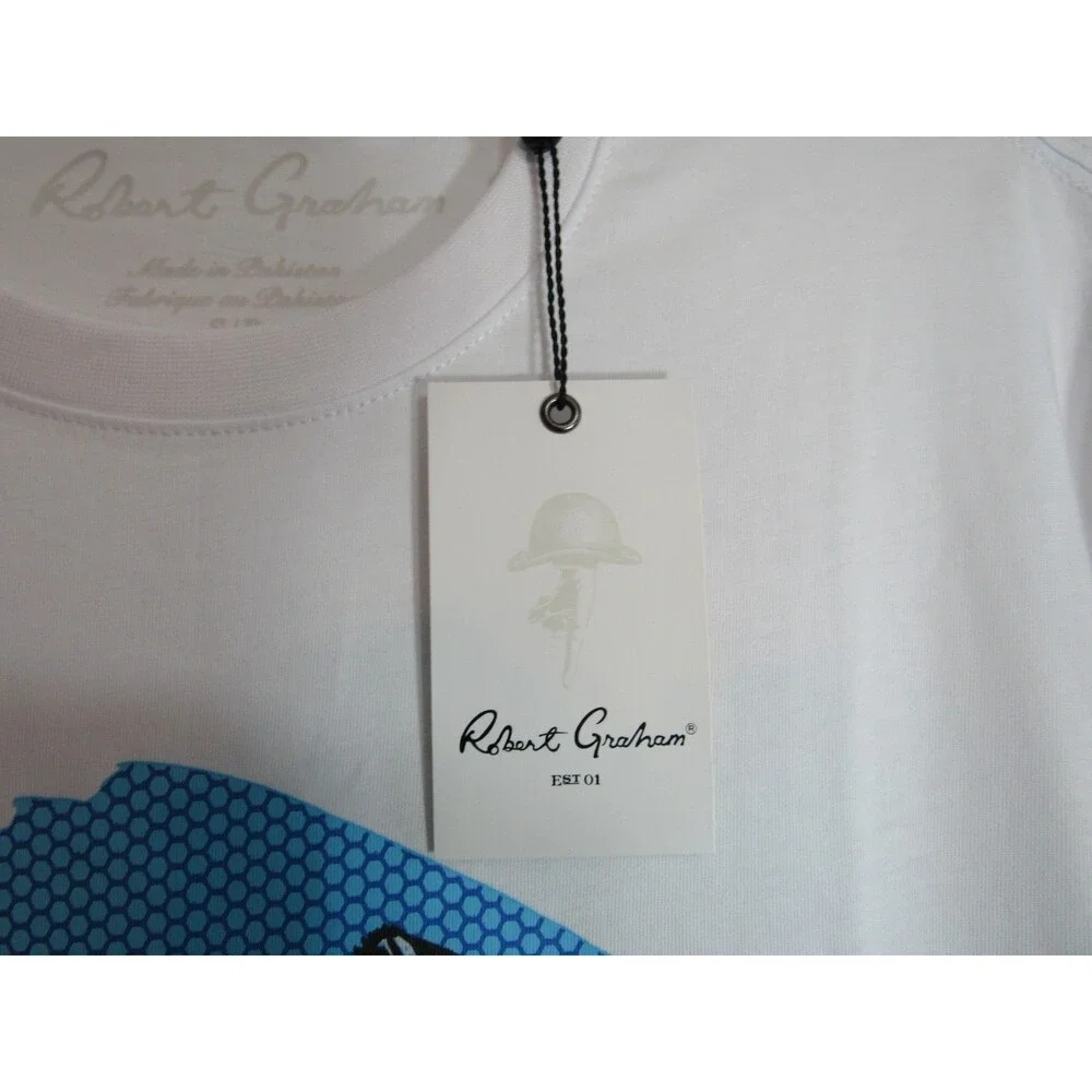 Robert Graham White Tiki Skull Short Sleeve T Shirt Size Small NWT